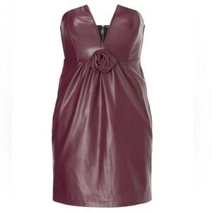 Ashley Park Voila Purple Dark Plum Vegan Leather Dress Size 4 EUC-small Repair